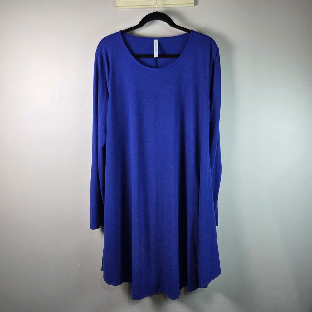 Zenana Premium Tunic Dress Women 3X Blue Excellent Long Sleeve Pockets RS-1301XP